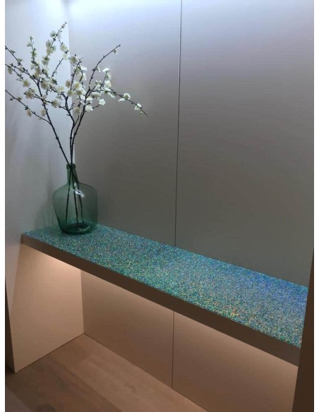 Metacrilato Dots Azul y Oro 3 mm