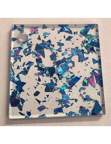 Metacrilat Flake Blau Iridiscent 3 mm