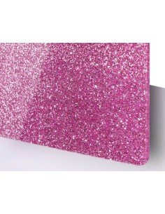 Plancha metacrilato rosa glitter de 3mm