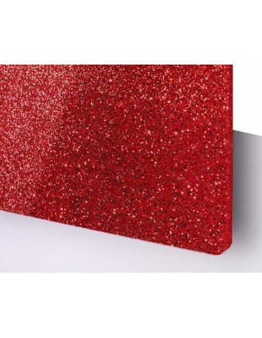 Metacrilat Glitter vermell 3 mm