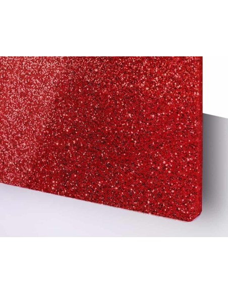 Metacrilat Glitter vermell 3 mm