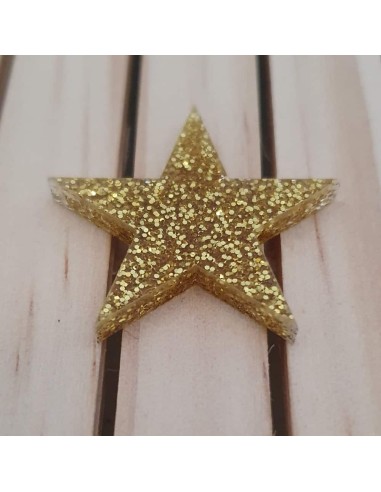 Estrellas de metacrilato Glitter ( Purpurina ) Oro 3 mm