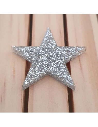 Estrellas de metacrilato Glitter ( Purpurina ) Plata 3 mm