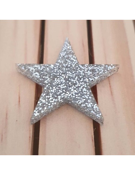 Estrellas de metacrilato Glitter ( Purpurina ) Plata 3 mm