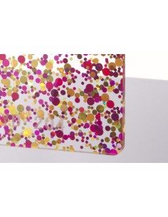 Metacrilato Dots Rojo y Oro 3 mm